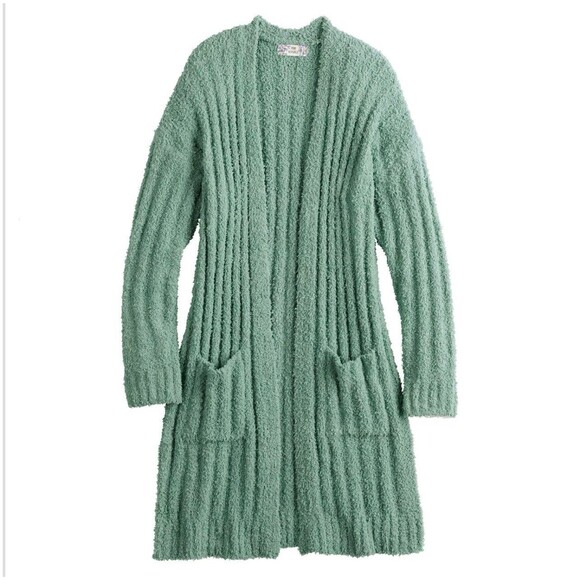 NEW Sage green fluffy long cardigan - Picture 2 of 3